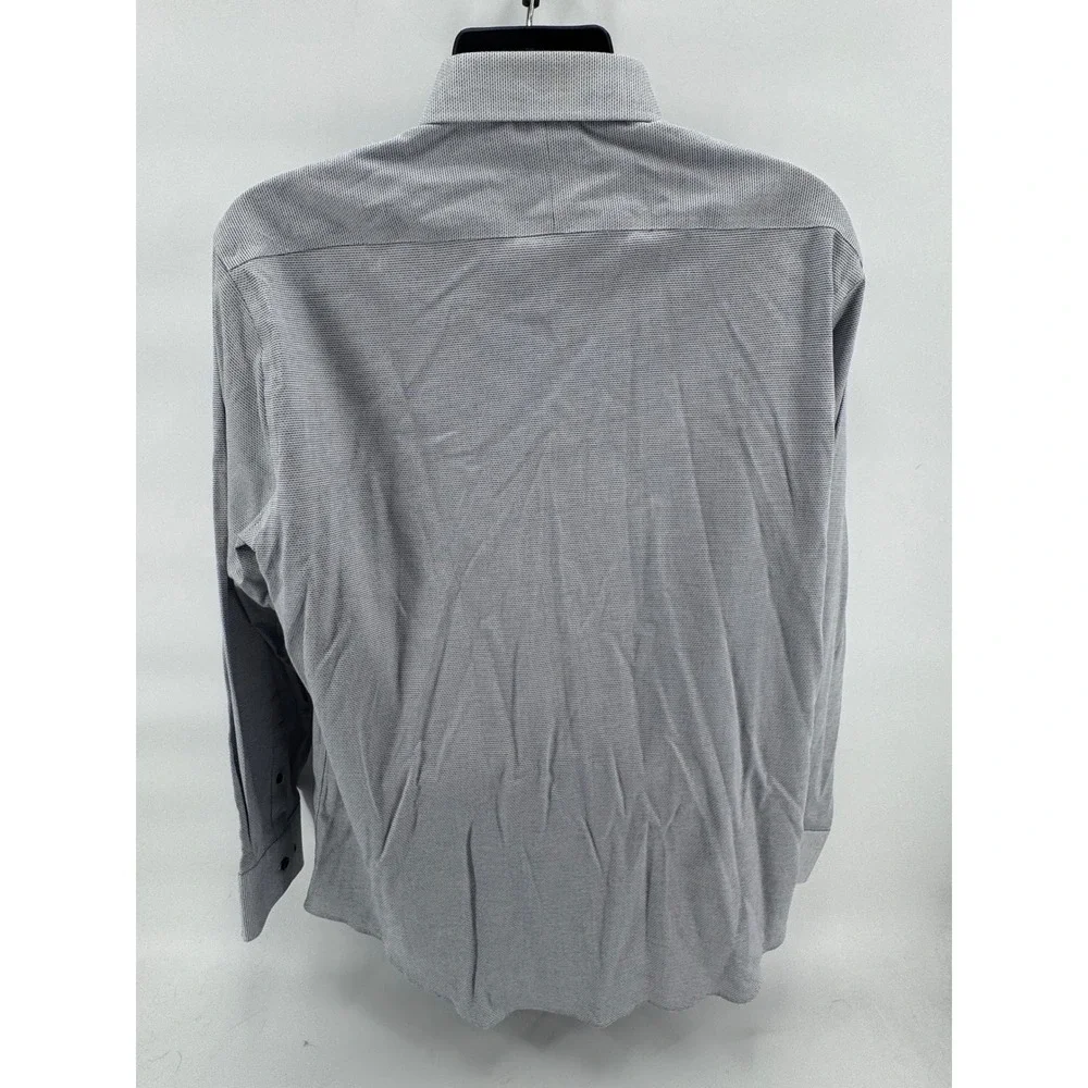 TWILLORY Men's Tailored Fit‎ Long Sleeve Dress Shirt Size 17.5 Grey Micro Dot